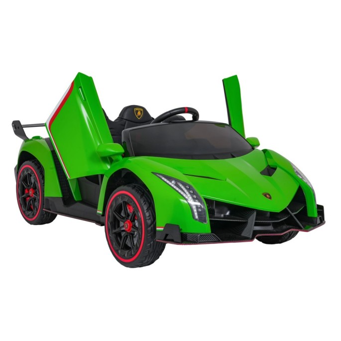 JOKO Elektrické autíčko Lamborghini Veneno 4x4, penové kolesá, kožené sedadlo, Efekt HOJDANIA, nosnosť 50kg, zelené