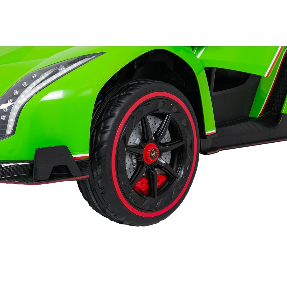 JOKO Elektrické autíčko Lamborghini Veneno 4x4, penové kolesá, kožené sedadlo, Efekt HOJDANIA, nosnosť 50kg, zelené