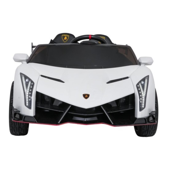 JOKO Elektrické autíčko Lamborghini Veneno 4x4, penové kolesá, kožené sedadlo, Efekt HOJDANIA, nosnosť 50kg, biele