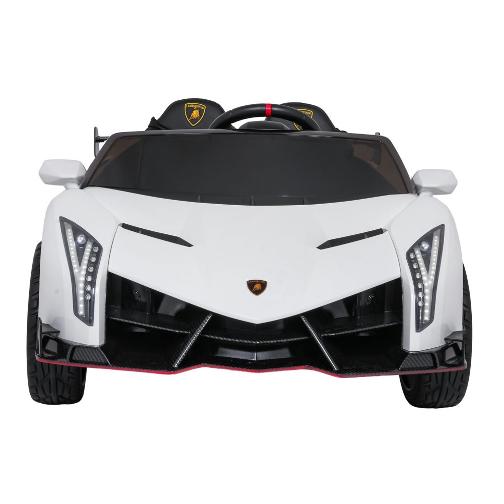 JOKO Elektrické autíčko Lamborghini Veneno 4x4, penové kolesá, kožené sedadlo, Efekt HOJDANIA, nosnosť 50kg, biele