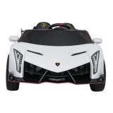 JOKO Elektrické autíčko Lamborghini Veneno 4x4, penové kolesá, kožené sedadlo, Efekt HOJDANIA, nosnosť 50kg, biele