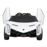 JOKO Elektrické autíčko Lamborghini Veneno 4x4, penové kolesá, kožené sedadlo, Efekt HOJDANIA, nosnosť 50kg, biele