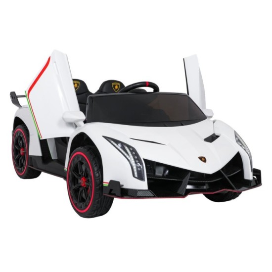 JOKO Elektrické autíčko Lamborghini Veneno 4x4, penové kolesá, kožené sedadlo, Efekt HOJDANIA, nosnosť 50kg, biele