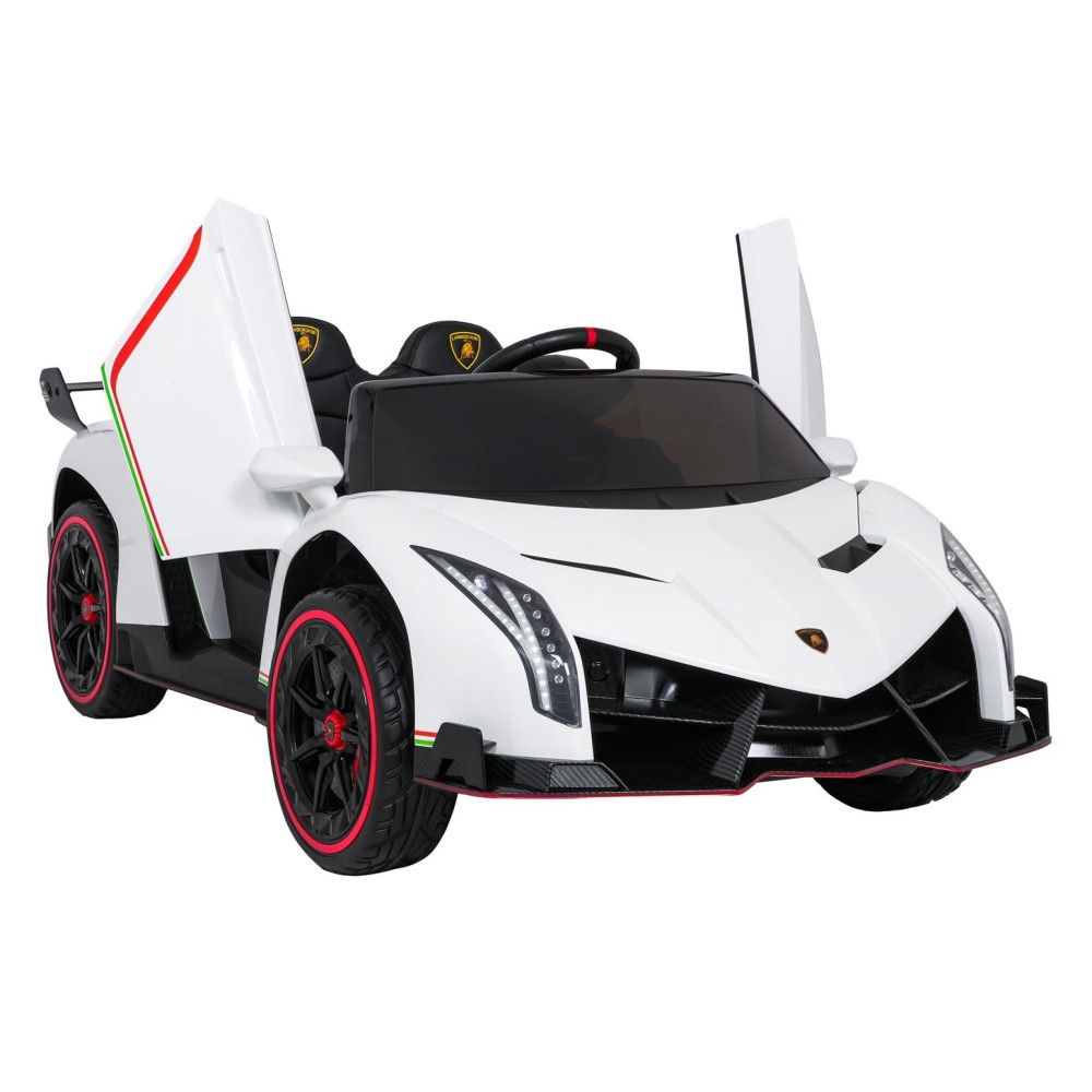 JOKO Elektrické autíčko Lamborghini Veneno 4x4, penové kolesá, kožené sedadlo, Efekt HOJDANIA, nosnosť 50kg, biele