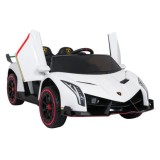 JOKO Elektrické autíčko Lamborghini Veneno 4x4, penové kolesá, kožené sedadlo, Efekt HOJDANIA, nosnosť 50kg, biele