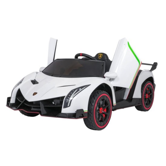 JOKO Elektrické autíčko Lamborghini Veneno 4x4, penové kolesá, kožené sedadlo, Efekt HOJDANIA, nosnosť 50kg, biele