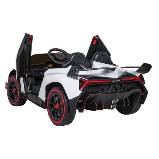 JOKO Elektrické autíčko Lamborghini Veneno 4x4, penové kolesá, kožené sedadlo, Efekt HOJDANIA, nosnosť 50kg, biele