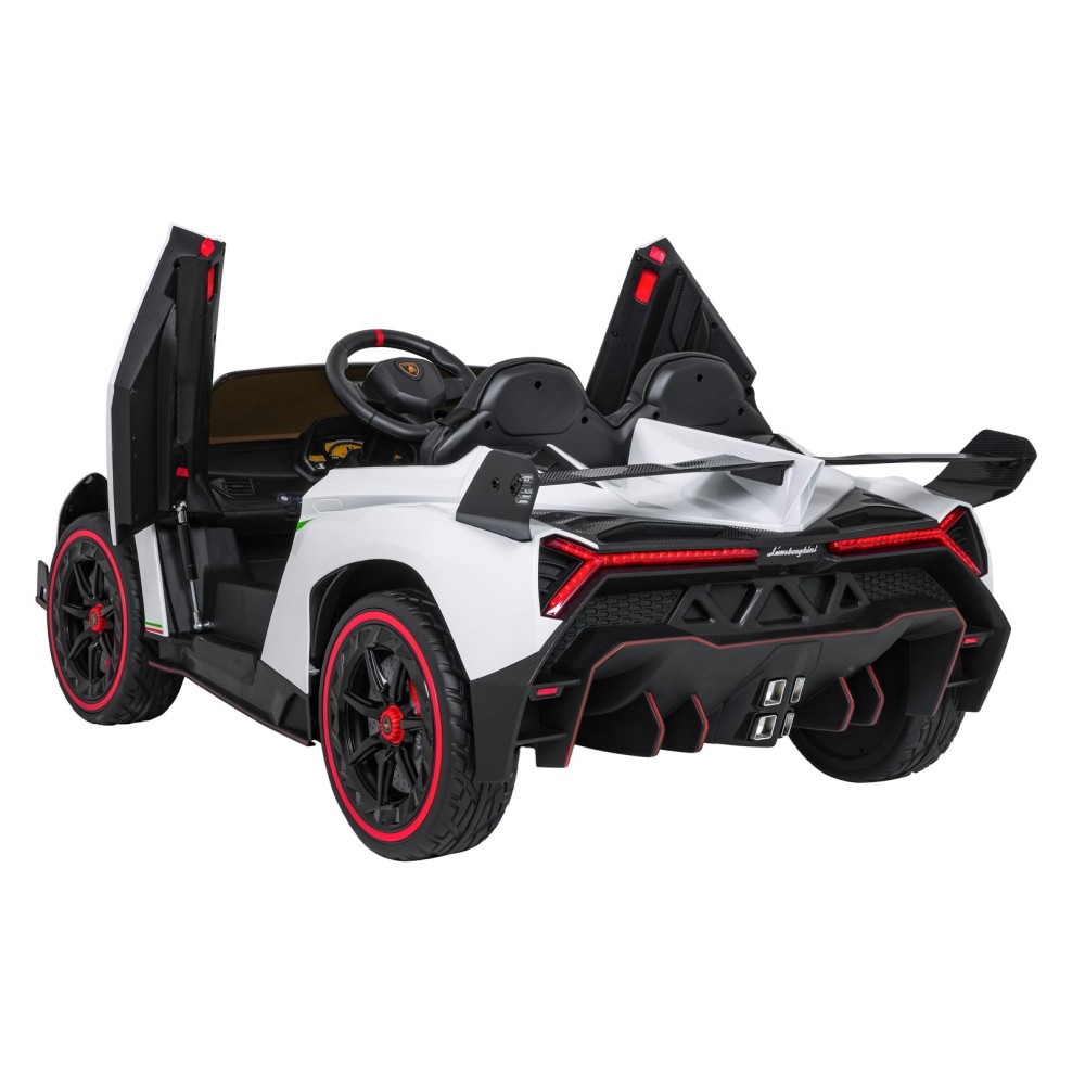 JOKO Elektrické autíčko Lamborghini Veneno 4x4, penové kolesá, kožené sedadlo, Efekt HOJDANIA, nosnosť 50kg, biele