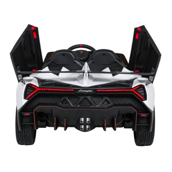 JOKO Elektrické autíčko Lamborghini Veneno 4x4, penové kolesá, kožené sedadlo, Efekt HOJDANIA, nosnosť 50kg, biele