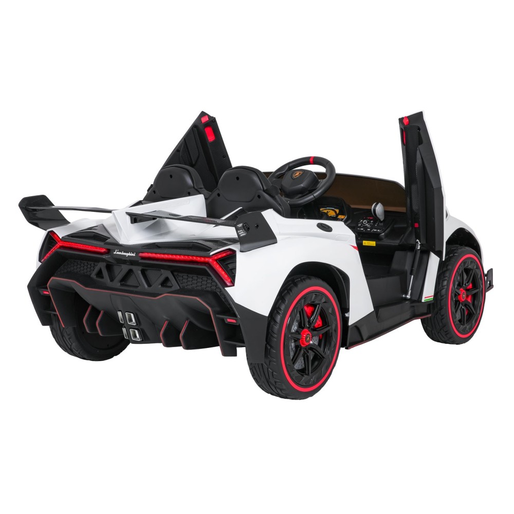 JOKO Elektrické autíčko Lamborghini Veneno 4x4, penové kolesá, kožené sedadlo, Efekt HOJDANIA, nosnosť 50kg, biele