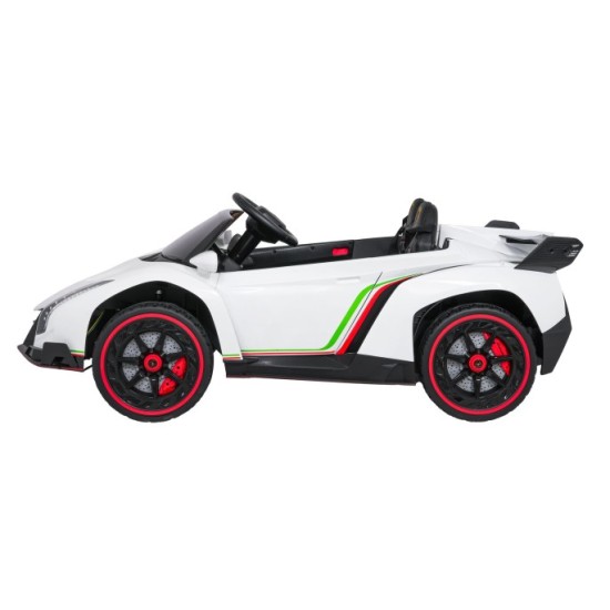 JOKO Elektrické autíčko Lamborghini Veneno 4x4, penové kolesá, kožené sedadlo, Efekt HOJDANIA, nosnosť 50kg, biele