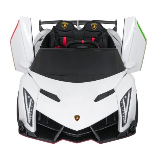 JOKO Elektrické autíčko Lamborghini Veneno 4x4, penové kolesá, kožené sedadlo, Efekt HOJDANIA, nosnosť 50kg, biele