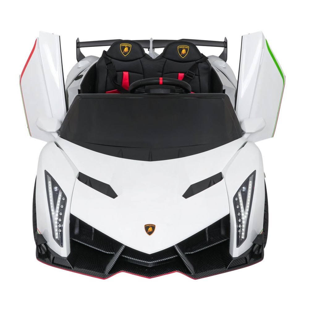 JOKO Elektrické autíčko Lamborghini Veneno 4x4, penové kolesá, kožené sedadlo, Efekt HOJDANIA, nosnosť 50kg, biele