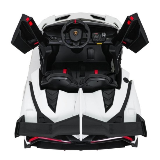 JOKO Elektrické autíčko Lamborghini Veneno 4x4, penové kolesá, kožené sedadlo, Efekt HOJDANIA, nosnosť 50kg, biele