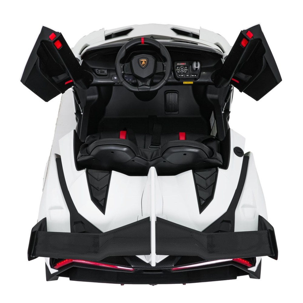 JOKO Elektrické autíčko Lamborghini Veneno 4x4, penové kolesá, kožené sedadlo, Efekt HOJDANIA, nosnosť 50kg, biele