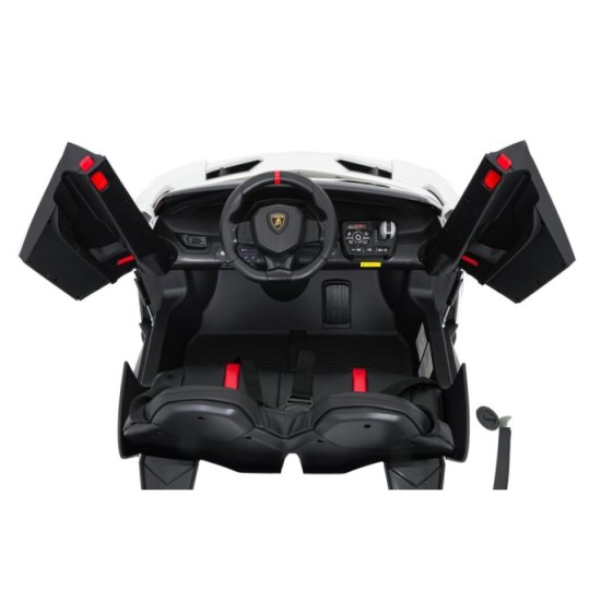 JOKO Elektrické autíčko Lamborghini Veneno 4x4, penové kolesá, kožené sedadlo, Efekt HOJDANIA, nosnosť 50kg, biele