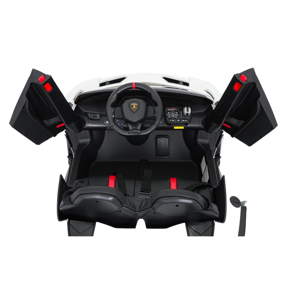 JOKO Elektrické autíčko Lamborghini Veneno 4x4, penové kolesá, kožené sedadlo, Efekt HOJDANIA, nosnosť 50kg, biele