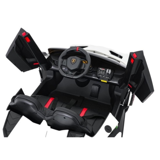 JOKO Elektrické autíčko Lamborghini Veneno 4x4, penové kolesá, kožené sedadlo, Efekt HOJDANIA, nosnosť 50kg, biele