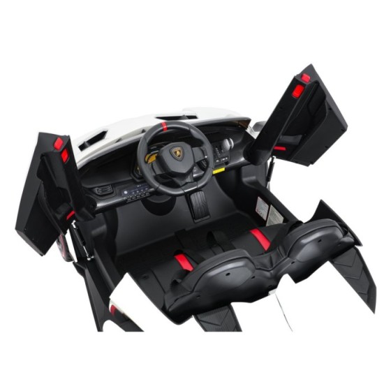 JOKO Elektrické autíčko Lamborghini Veneno 4x4, penové kolesá, kožené sedadlo, Efekt HOJDANIA, nosnosť 50kg, biele