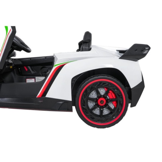 JOKO Elektrické autíčko Lamborghini Veneno 4x4, penové kolesá, kožené sedadlo, Efekt HOJDANIA, nosnosť 50kg, biele