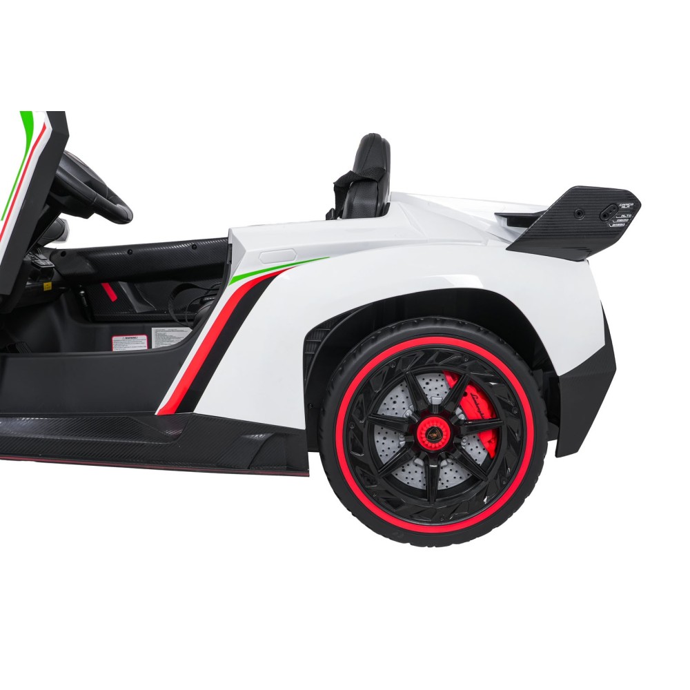 JOKO Elektrické autíčko Lamborghini Veneno 4x4, penové kolesá, kožené sedadlo, Efekt HOJDANIA, nosnosť 50kg, biele