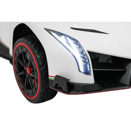 JOKO Elektrické autíčko Lamborghini Veneno 4x4, penové kolesá, kožené sedadlo, Efekt HOJDANIA, nosnosť 50kg, biele