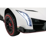 JOKO Elektrické autíčko Lamborghini Veneno 4x4, penové kolesá, kožené sedadlo, Efekt HOJDANIA, nosnosť 50kg, biele