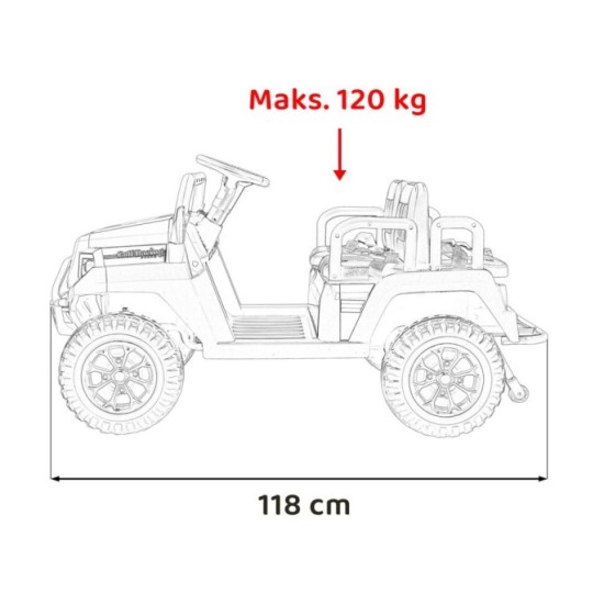 JOKO Elektrické autíčko Terénne Buggy Champion 2x200W 24V pre 4 deti, Nosnosť 120kg, odpružené penové kolesá, kožené sedadlo, FM