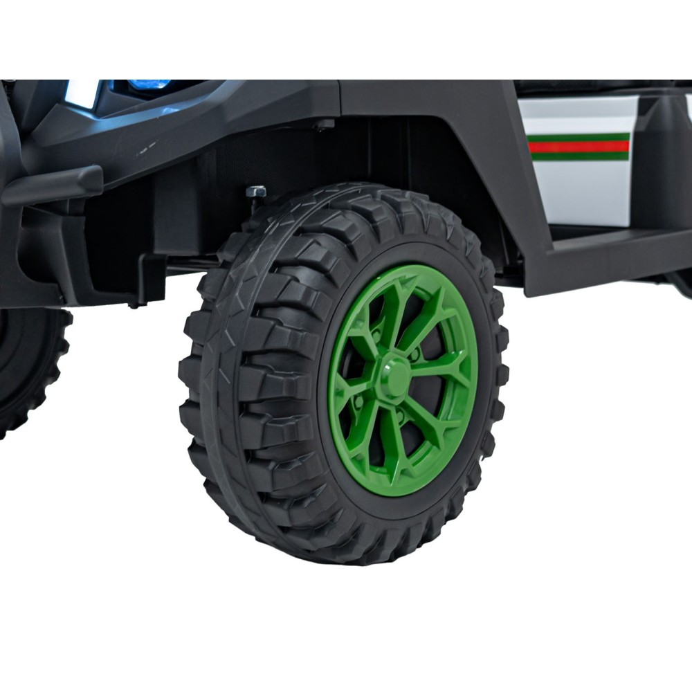 JOKO Elektrické autíčko Terénne Buggy Champion 2x200W 24V pre 4 deti, Nosnosť 120kg, odpružené penové kolesá, kožené sedadlo, FM