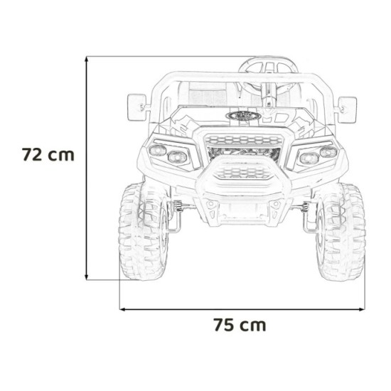JOKO Elektrické autíčko Terénne Buggy Champion 2x200W 24V pre 4 deti, Nosnosť 120kg, odpružené penové kolesá, kožené sedadlo, FM