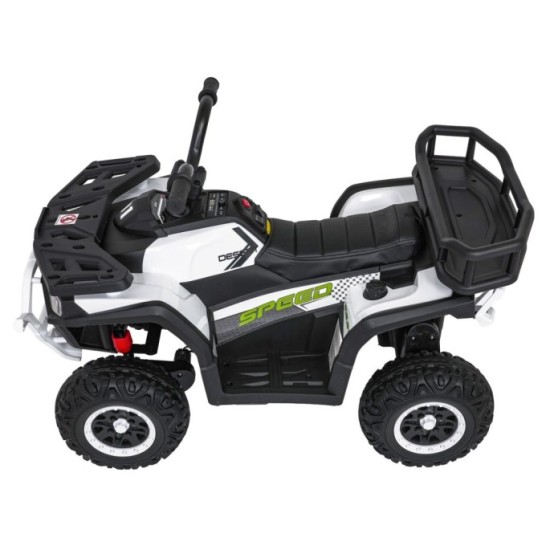 JOKO Elektrická Štvorkolka ATV Robust 4x4, FM rádio, penové kolesá, kožené sedadlo, Diaľkové ovládanie, biela