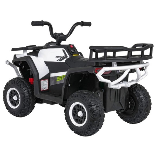 JOKO Elektrická Štvorkolka ATV Robust 4x4, FM rádio, penové kolesá, kožené sedadlo, Diaľkové ovládanie, biela