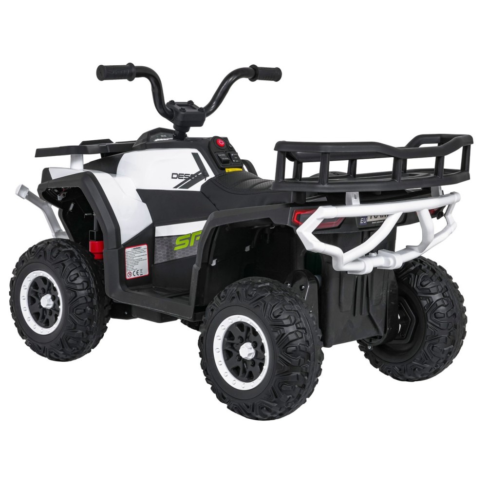 JOKO Elektrická Štvorkolka ATV Robust 4x4, FM rádio, penové kolesá, kožené sedadlo, Diaľkové ovládanie, biela