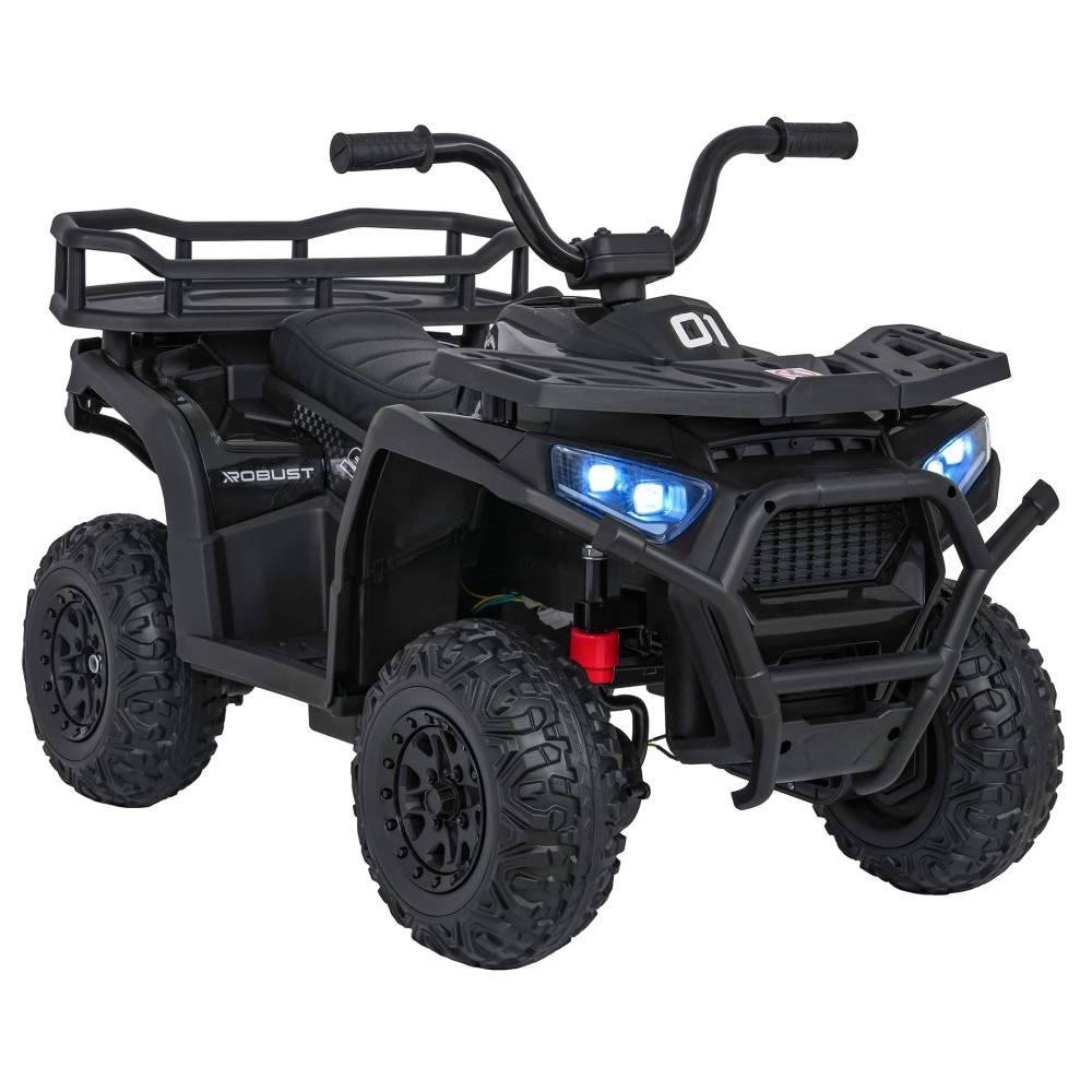 JOKO Elektrická Štvorkolka ATV Robust 4x4, FM rádio, penové kolesá, kožené sedadlo, Diaľkové ovládanie, čierna