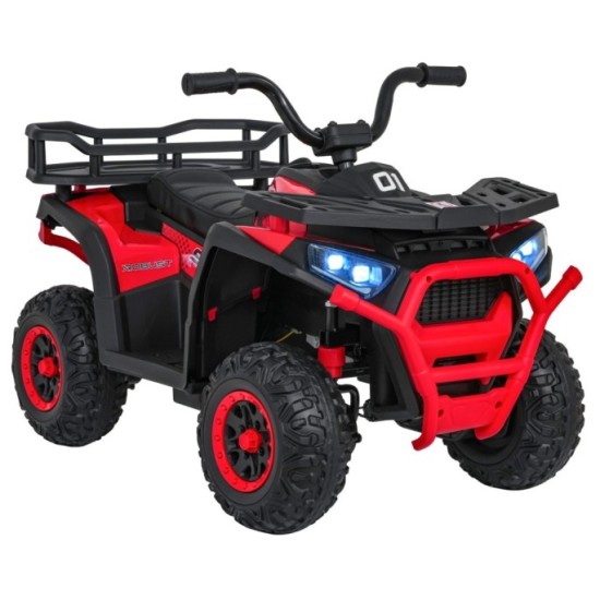 JOKO Elektrická Štvorkolka ATV Robust 4x4, FM rádio, penové kolesá, kožené sedadlo, Diaľkové ovládanie, červená