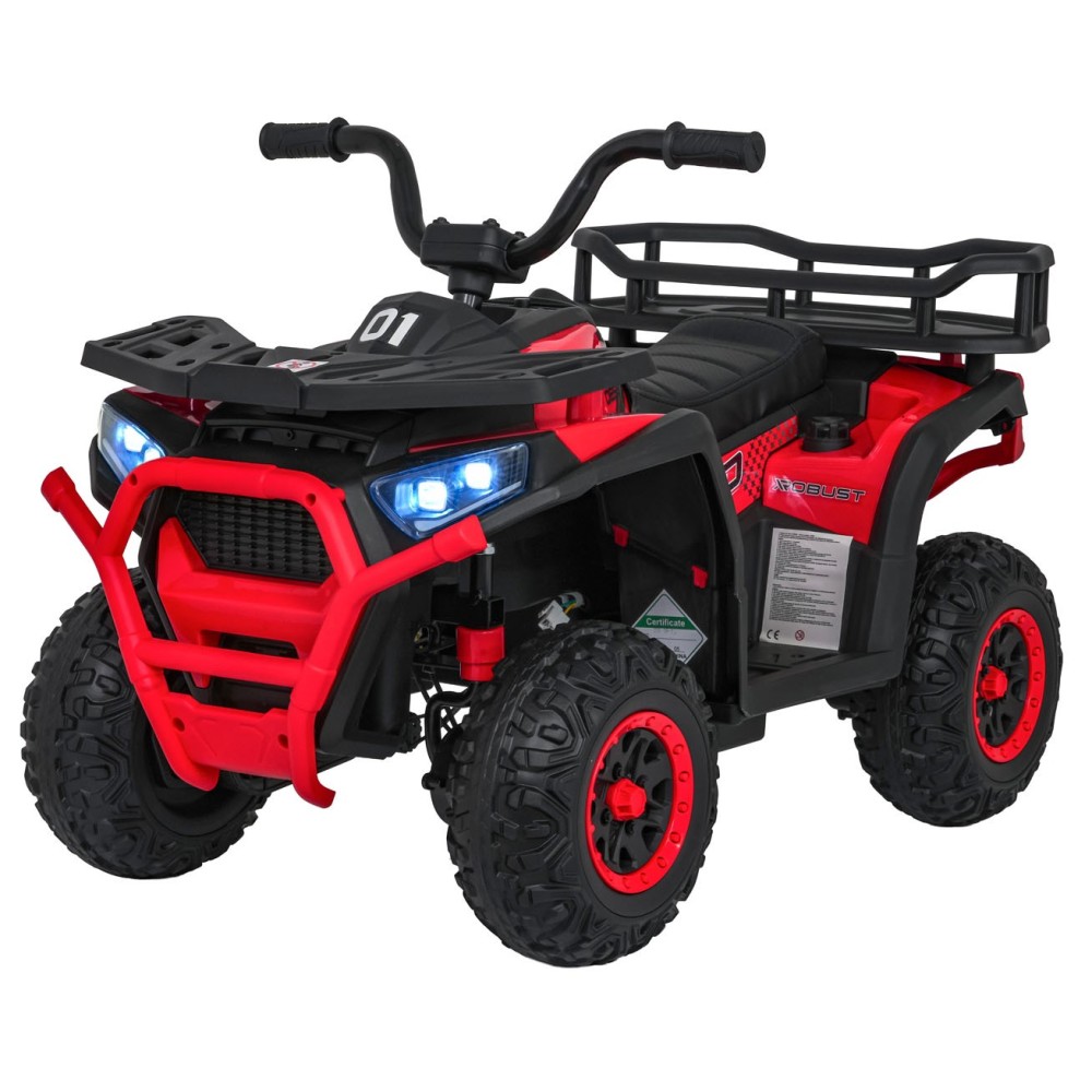 JOKO Elektrická Štvorkolka ATV Robust 4x4, FM rádio, penové kolesá, kožené sedadlo, Diaľkové ovládanie, červená