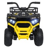 JOKO Elektrická Štvorkolka ATV Robust 4x4, FM rádio, penové kolesá, kožené sedadlo, Diaľkové ovládanie, žltá