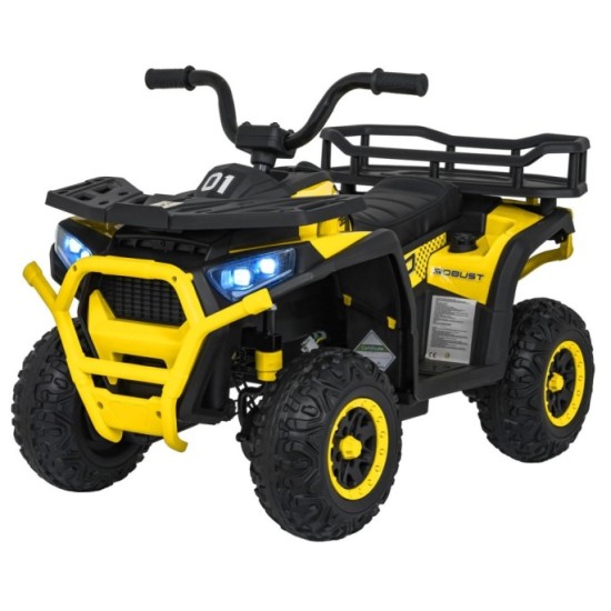 JOKO Elektrická Štvorkolka ATV Robust 4x4, FM rádio, penové kolesá, kožené sedadlo, Diaľkové ovládanie, žltá