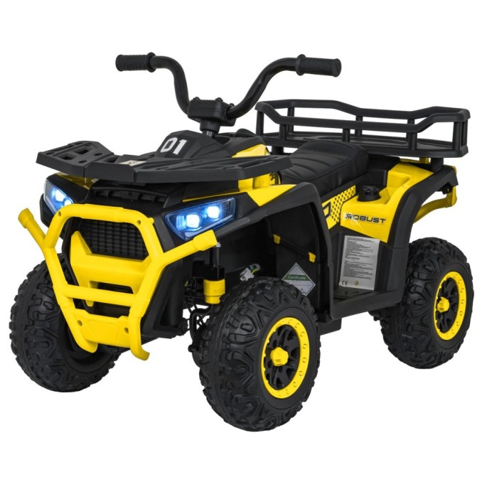JOKO Elektrická Štvorkolka ATV Robust 4x4, FM rádio, penové kolesá, kožené sedadlo, Diaľkové ovládanie, žltá