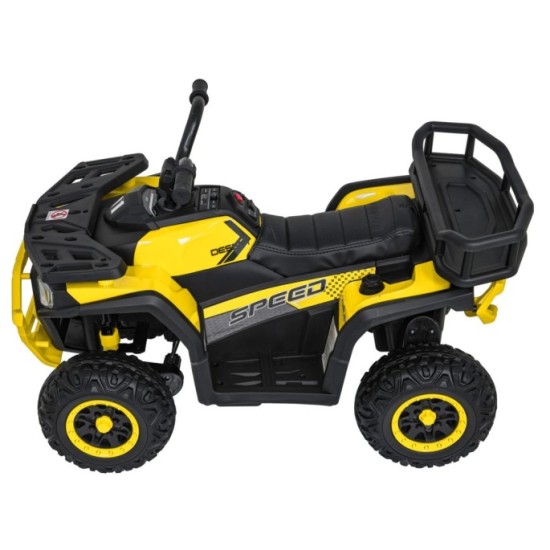 JOKO Elektrická Štvorkolka ATV Robust 4x4, FM rádio, penové kolesá, kožené sedadlo, Diaľkové ovládanie, žltá