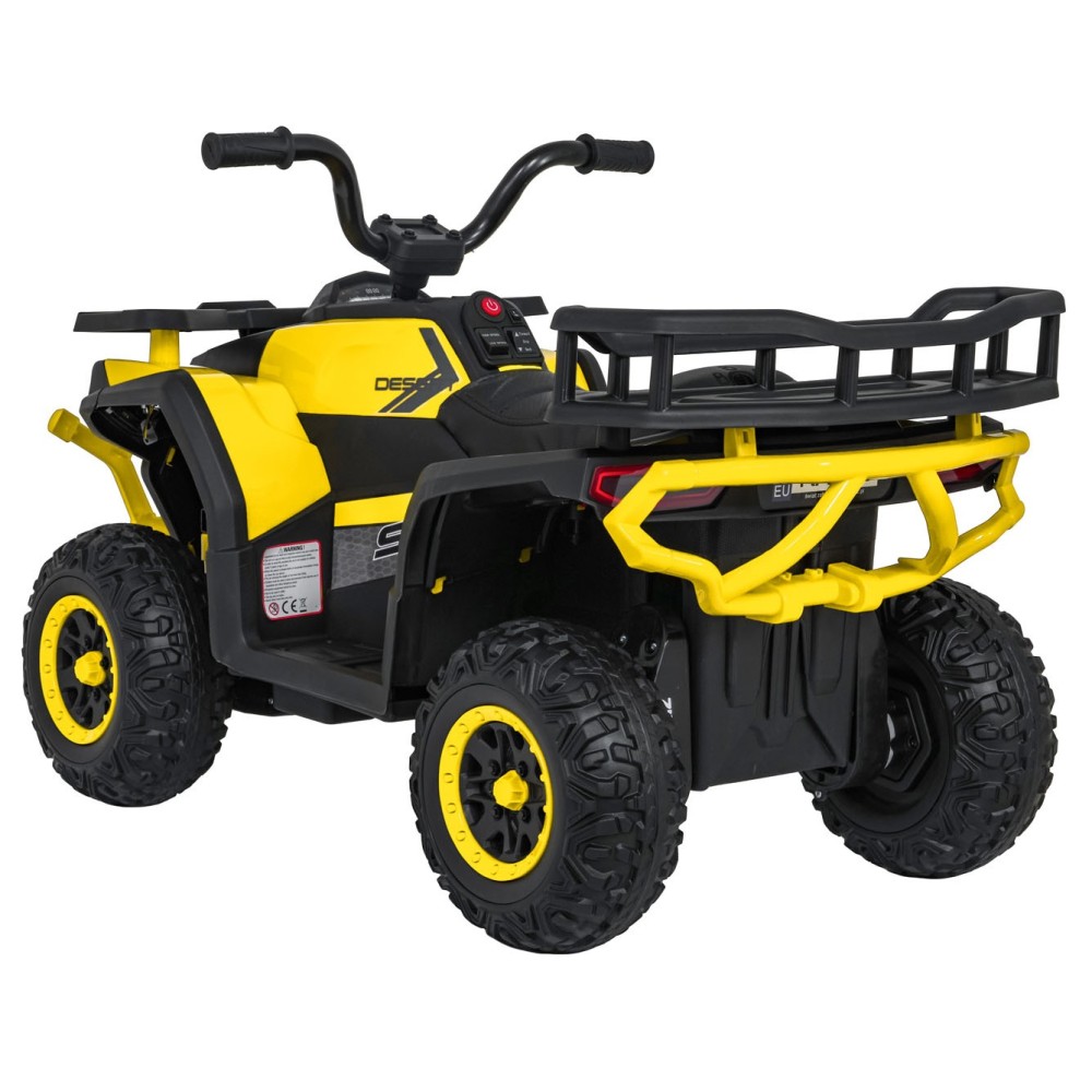 JOKO Elektrická Štvorkolka ATV Robust 4x4, FM rádio, penové kolesá, kožené sedadlo, Diaľkové ovládanie, žltá