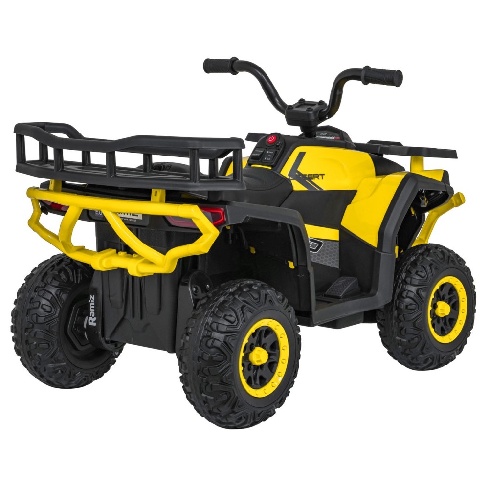 JOKO Elektrická Štvorkolka ATV Robust 4x4, FM rádio, penové kolesá, kožené sedadlo, Diaľkové ovládanie, žltá
