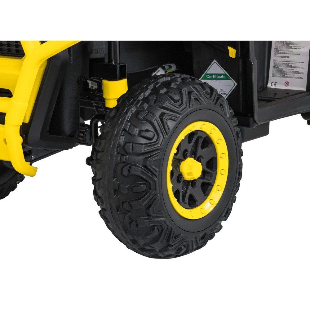 JOKO Elektrická Štvorkolka ATV Robust 4x4, FM rádio, penové kolesá, kožené sedadlo, Diaľkové ovládanie, žltá