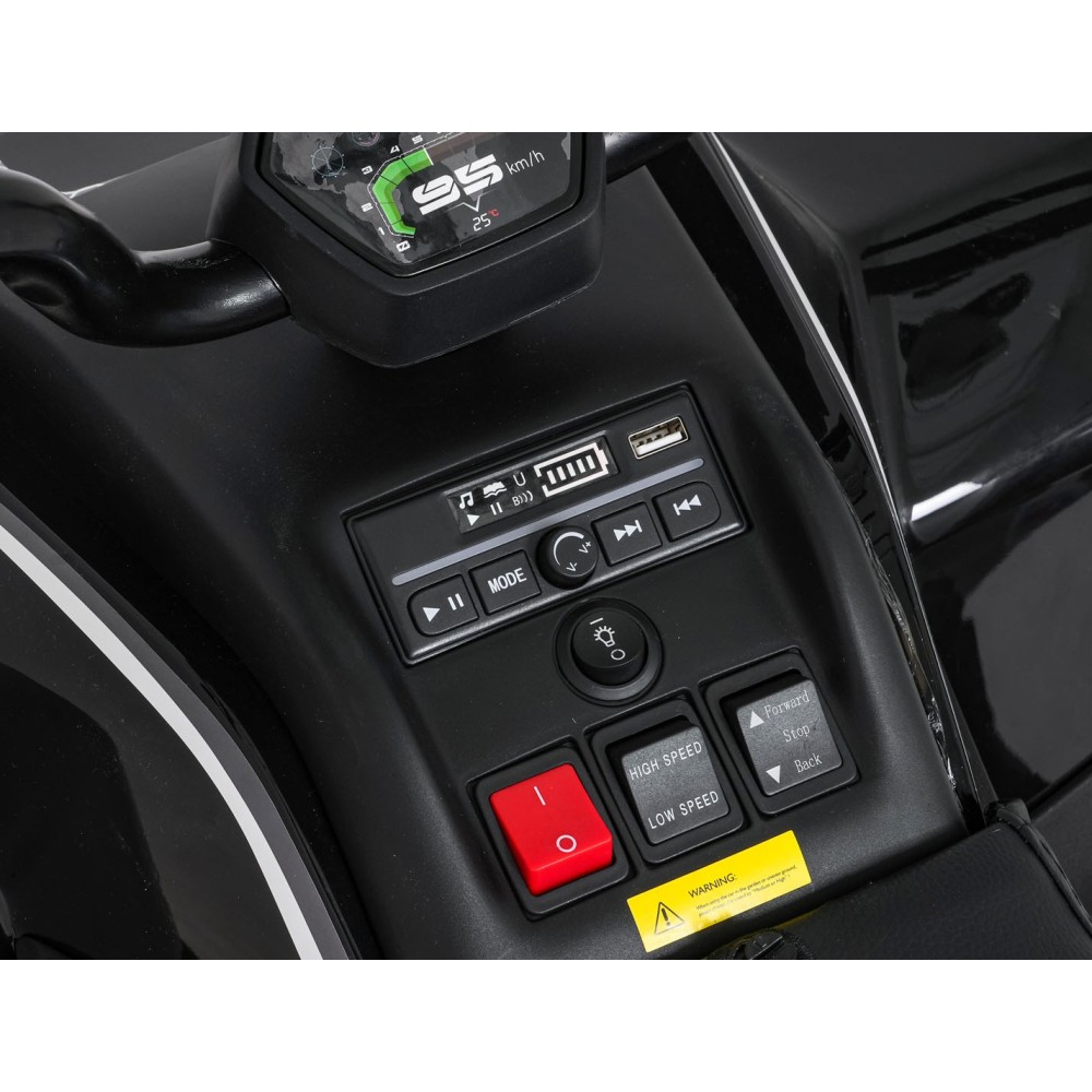 JOKO Elektrická Štvorkolka Fast 4x4, penové kolesá, kožené sedadlo, nosnosť 50kg, FM rádio, čierna