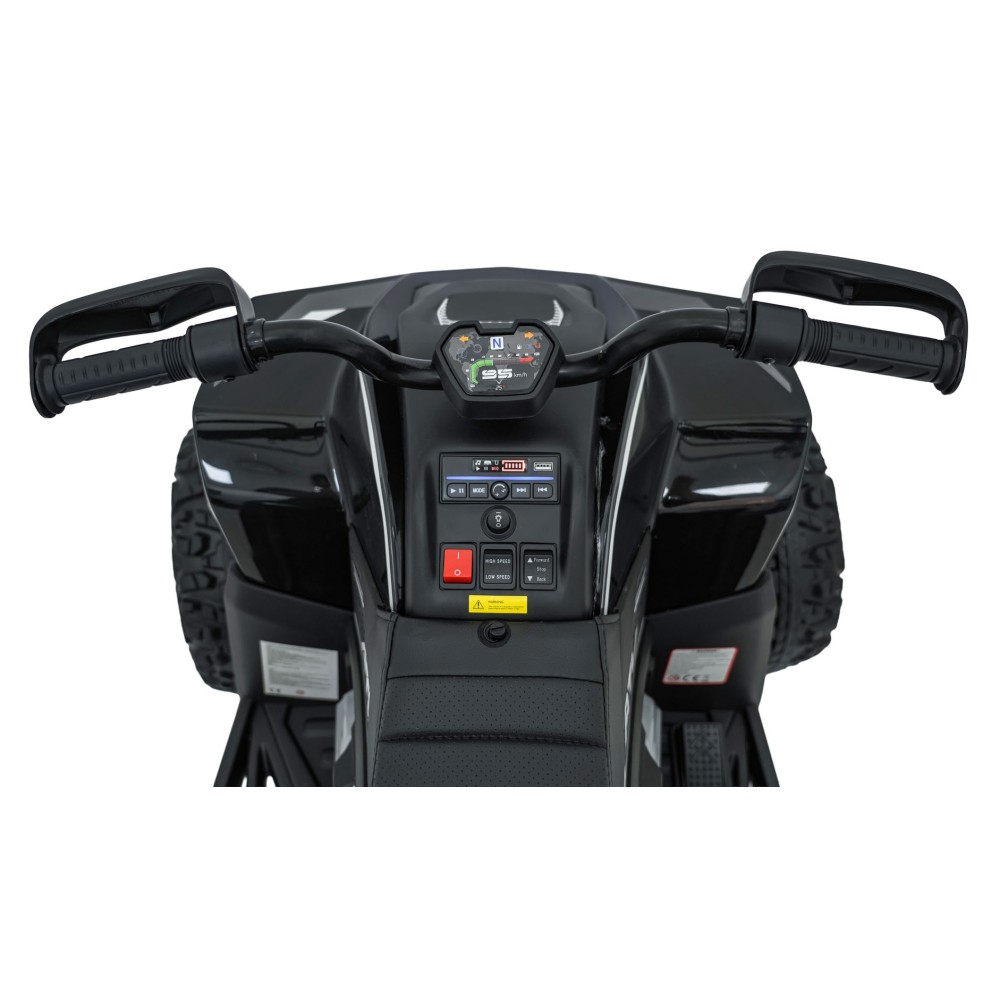 JOKO Elektrická Štvorkolka Fast 4x4, penové kolesá, kožené sedadlo, nosnosť 50kg, FM rádio, čierna