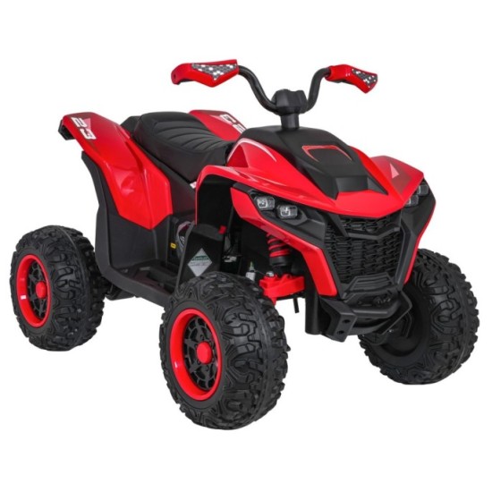 JOKO Elektrická Štvorkolka Fast 4x4, penové kolesá, kožené sedadlo, nosnosť 50kg, FM rádio, červená