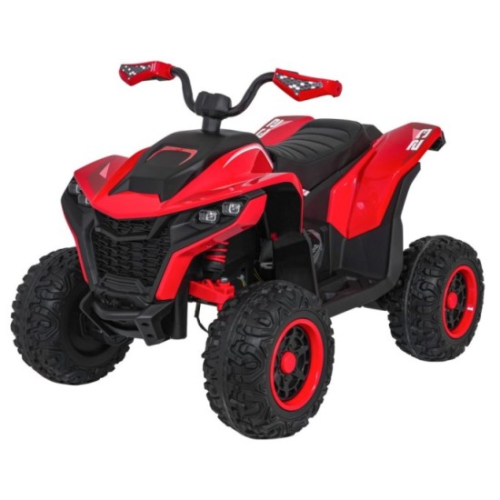 JOKO Elektrická Štvorkolka Fast 4x4, penové kolesá, kožené sedadlo, nosnosť 50kg, FM rádio, červená
