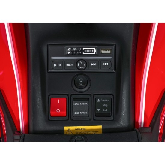 JOKO Elektrická Štvorkolka Fast 4x4, penové kolesá, kožené sedadlo, nosnosť 50kg, FM rádio, červená