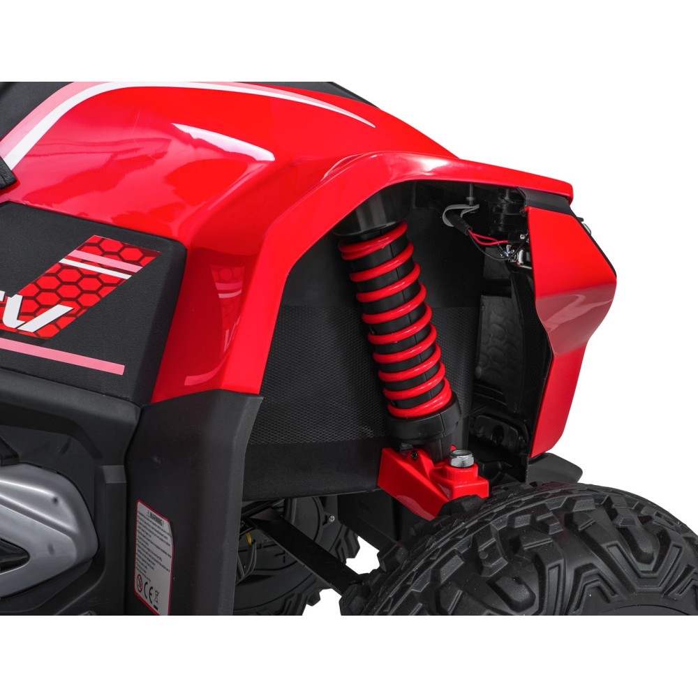JOKO Elektrická Štvorkolka Fast 4x4, penové kolesá, kožené sedadlo, nosnosť 50kg, FM rádio, červená