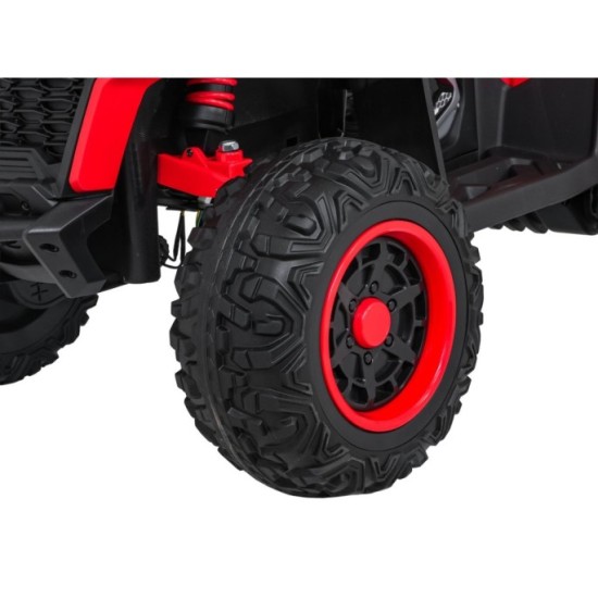 JOKO Elektrická Štvorkolka Fast 4x4, penové kolesá, kožené sedadlo, nosnosť 50kg, FM rádio, červená